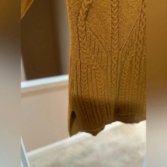 Anthropologie SPARROW‎ Cable Print Mustard Yellow Tunic Sweater. Size Medium. - Picture 6 of 11